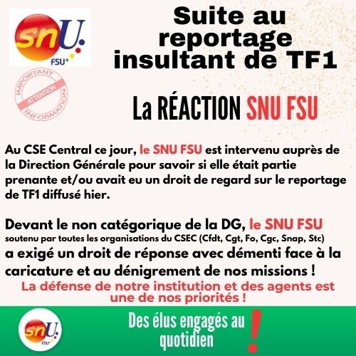 TF1 Face au dénigrement, La Réaction SNU FSU !