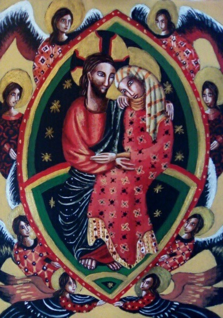 Marie dans les bras de Jésus