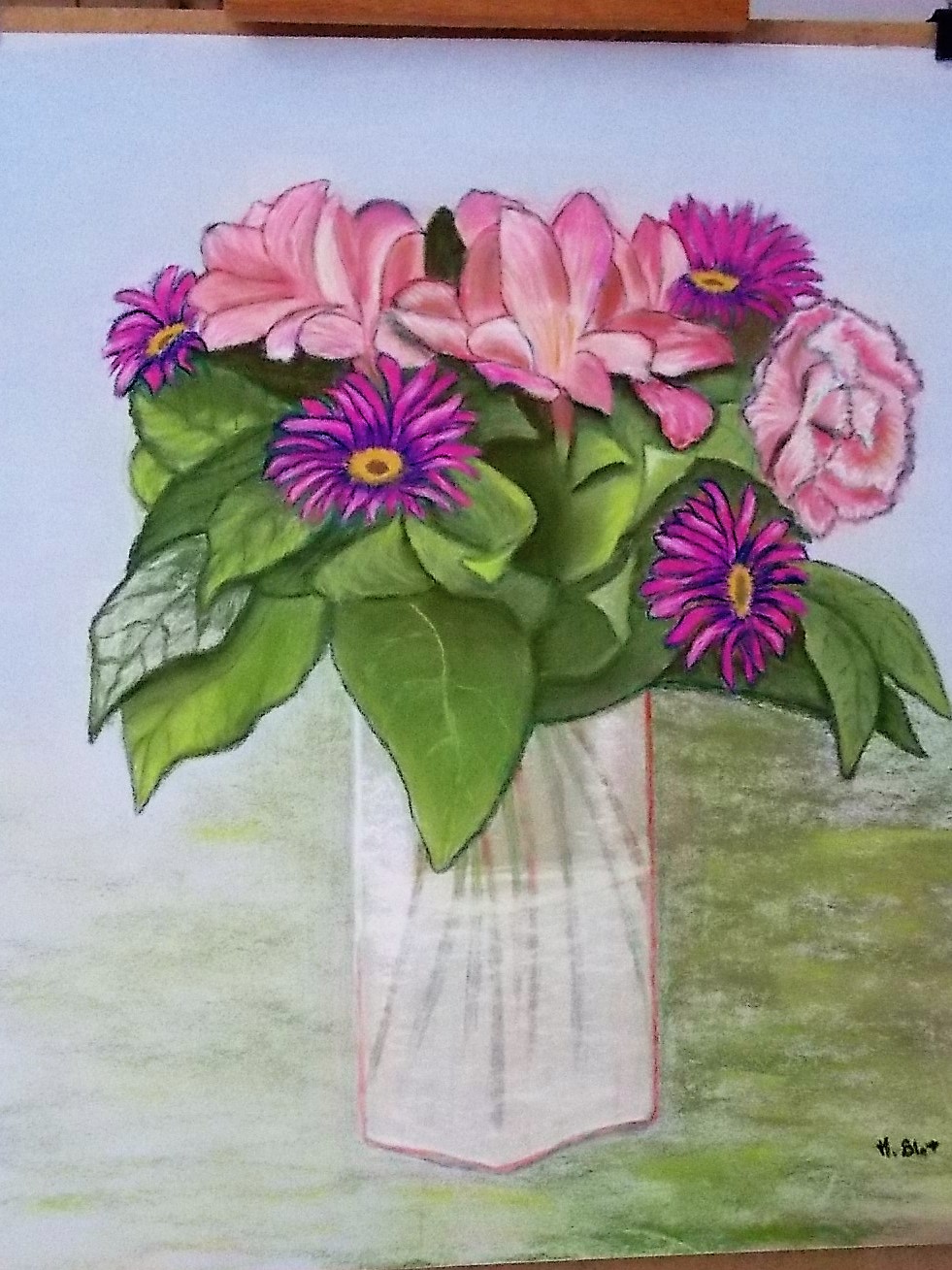 Bouquet De Fleurs Pastel Et Dessin