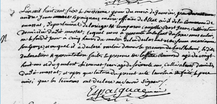 ° de l'héritier Caujolle Barthèlémy 3-1-1806 Massat.PNG