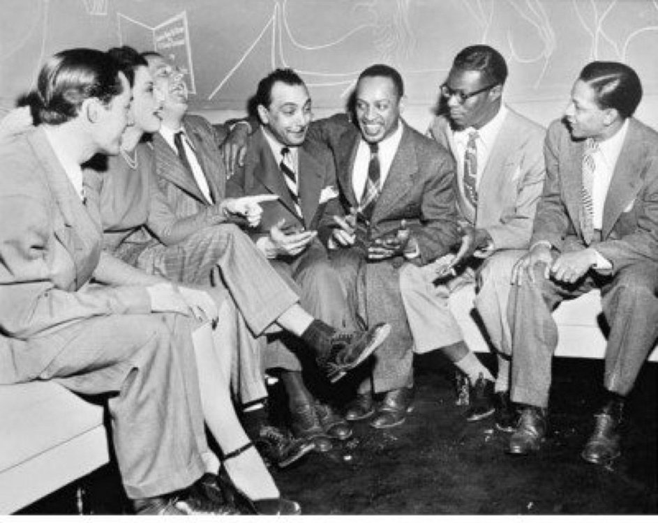 1946-12-19 - Django Reinhardt - USA Cafe Society Uptown NYC - Leonard Feather Roberta Lee Les Paul Django Reinhardt lionel Hampton Nat King Cole Illinois Jaquet.jpg