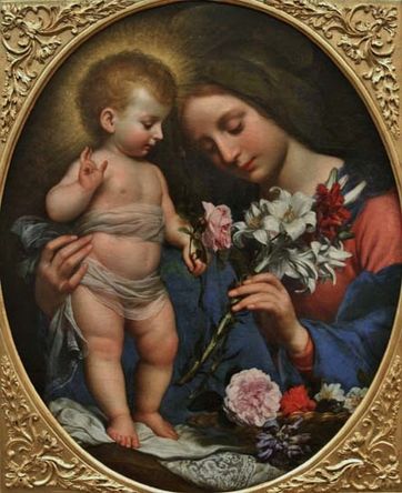 Carlo Dolci la Vierge offrant un lys à l'Enfant Jésus.jpg