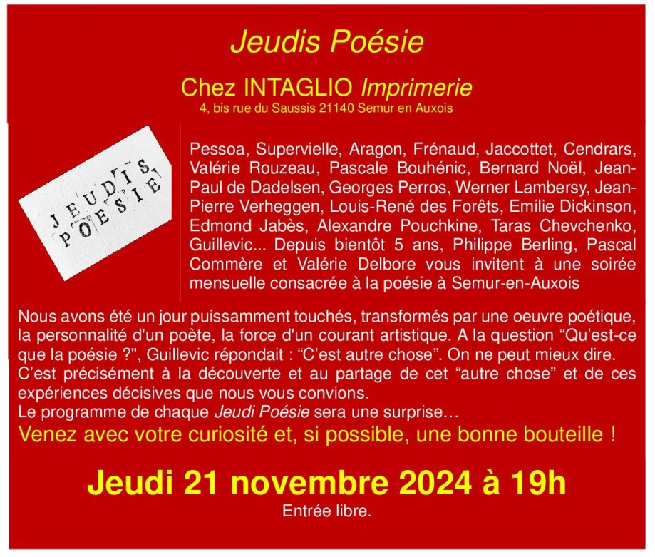 Jeudis Poésie 21 novembre 2024