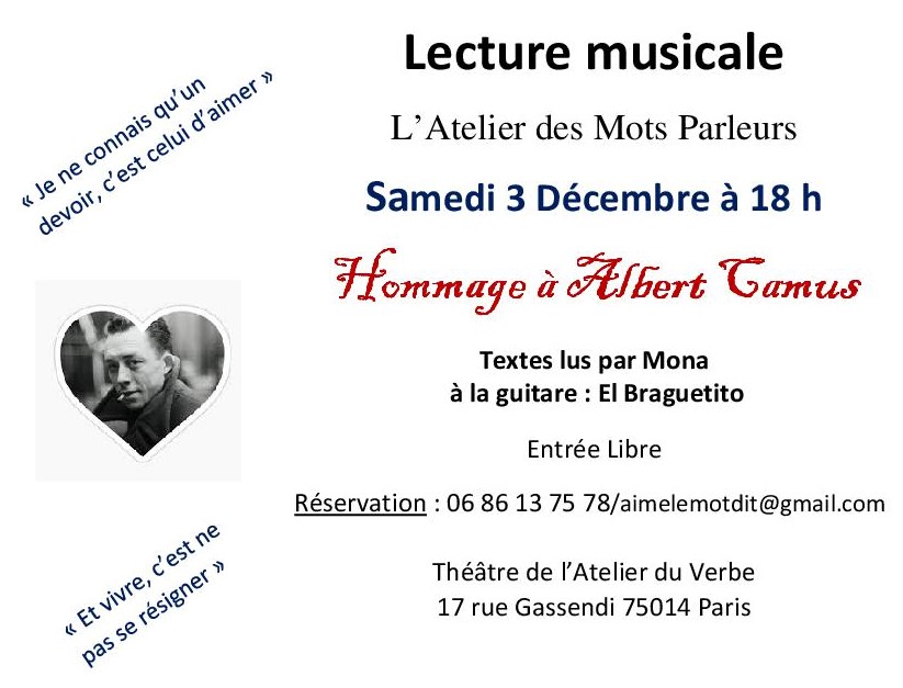 Lecture musicale Hommage à Albert Camus