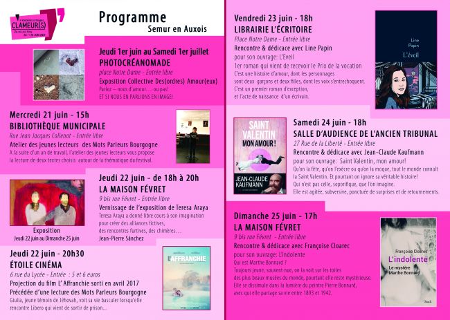 Programme Clameur(s) Semur en Auxois Juin 2017