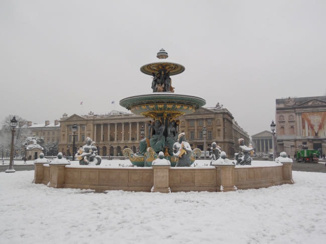 Place de la Concorde sous la neige le 7 février 2018