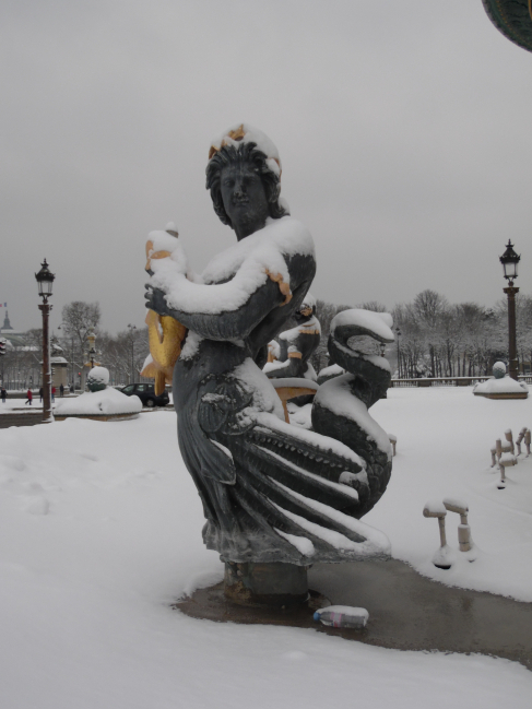 Place de la Concorde sous la neige le 7 février 2018