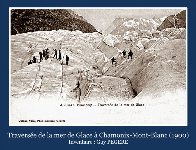 Traversée de la mer de glace à Chamonix 1900- Inventaire : Guy PEGERE