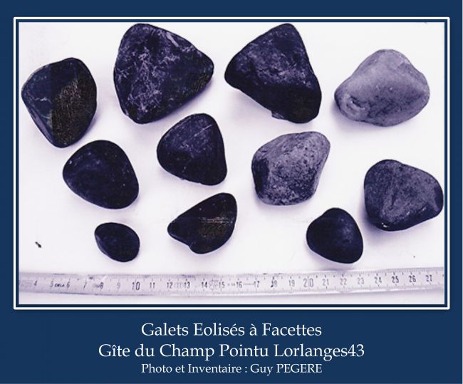 Galets Eolisés à Facettes  Gîte du Champ Pointu 43- Photo et Inventaire : Guy PEGERE