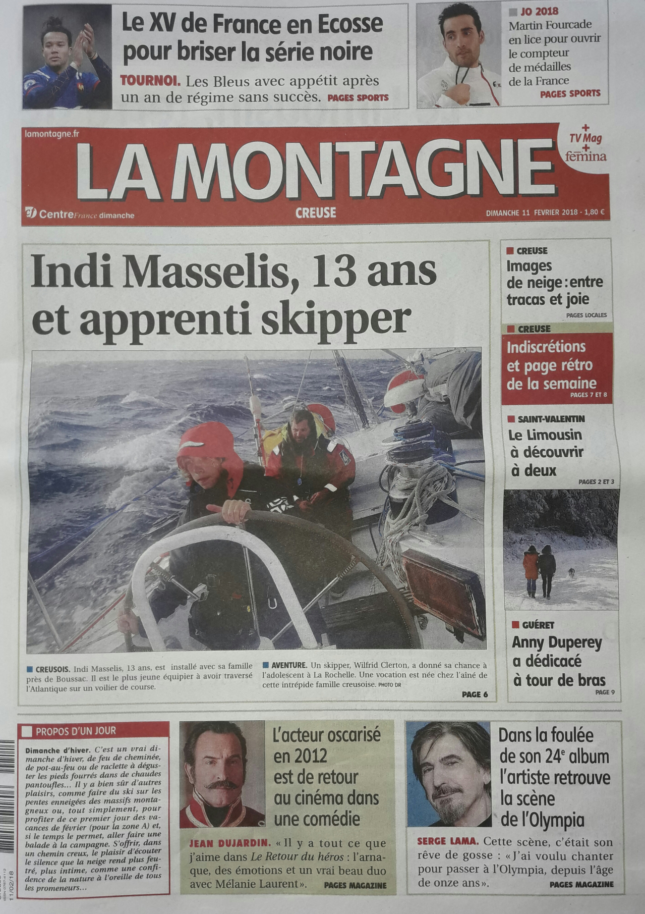 Article Journal La Montagne Du Dimanche 11 Fevrier 2018