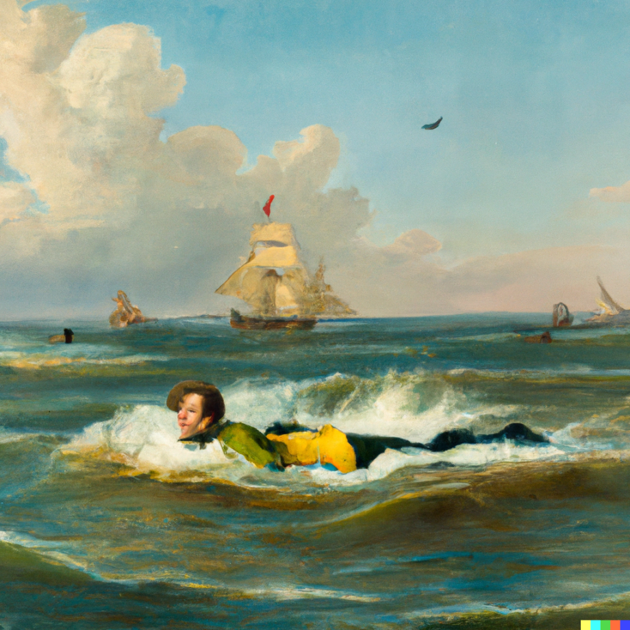 Napoléon III prend des cours de natation dans la mer à Trouville.png