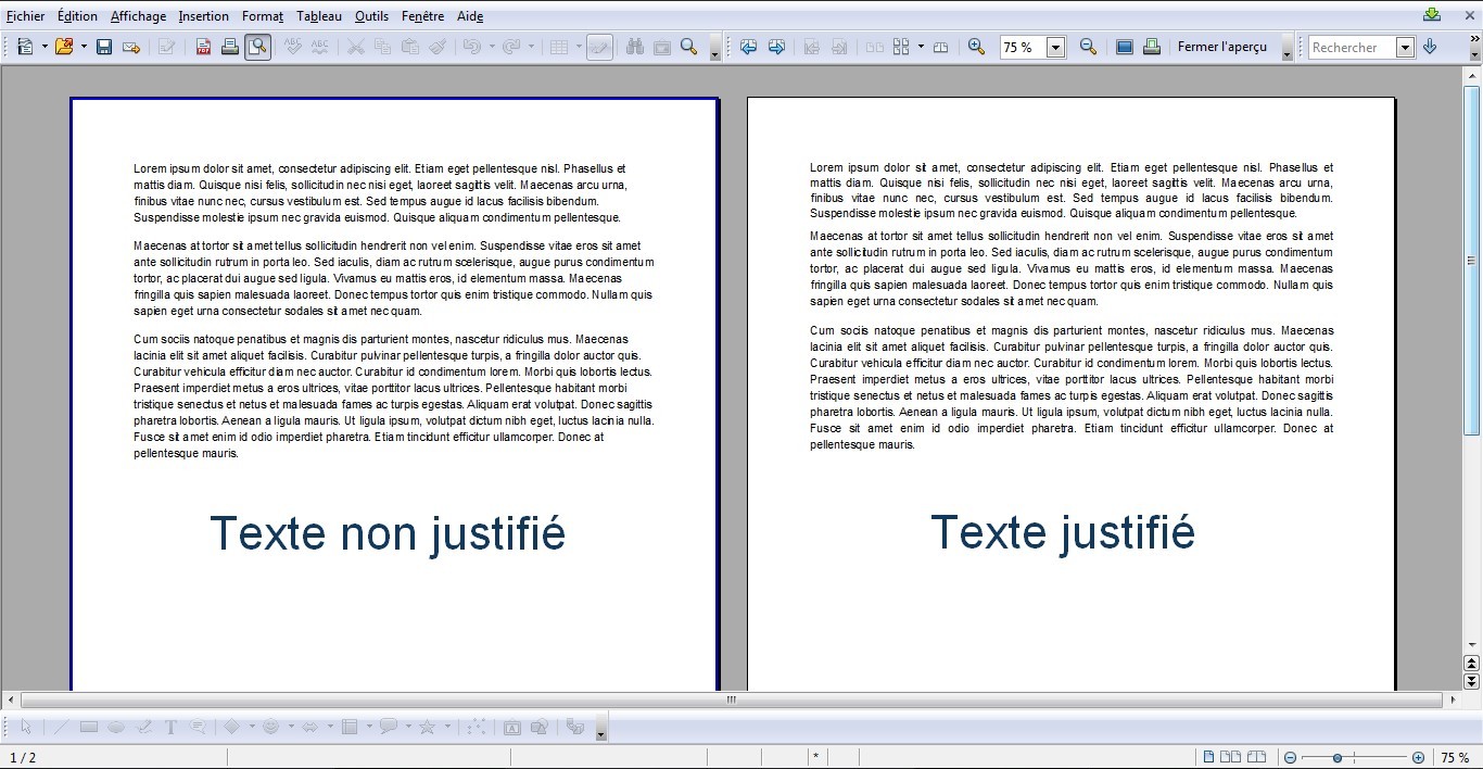 justification du texte avec OpenOffice ou LibreOffice