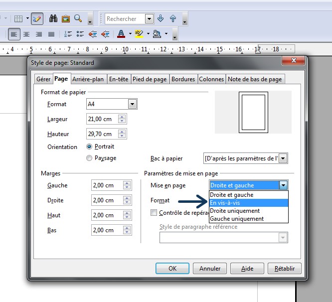 marges et mise en page sous OpenOffice ou LibreOffice