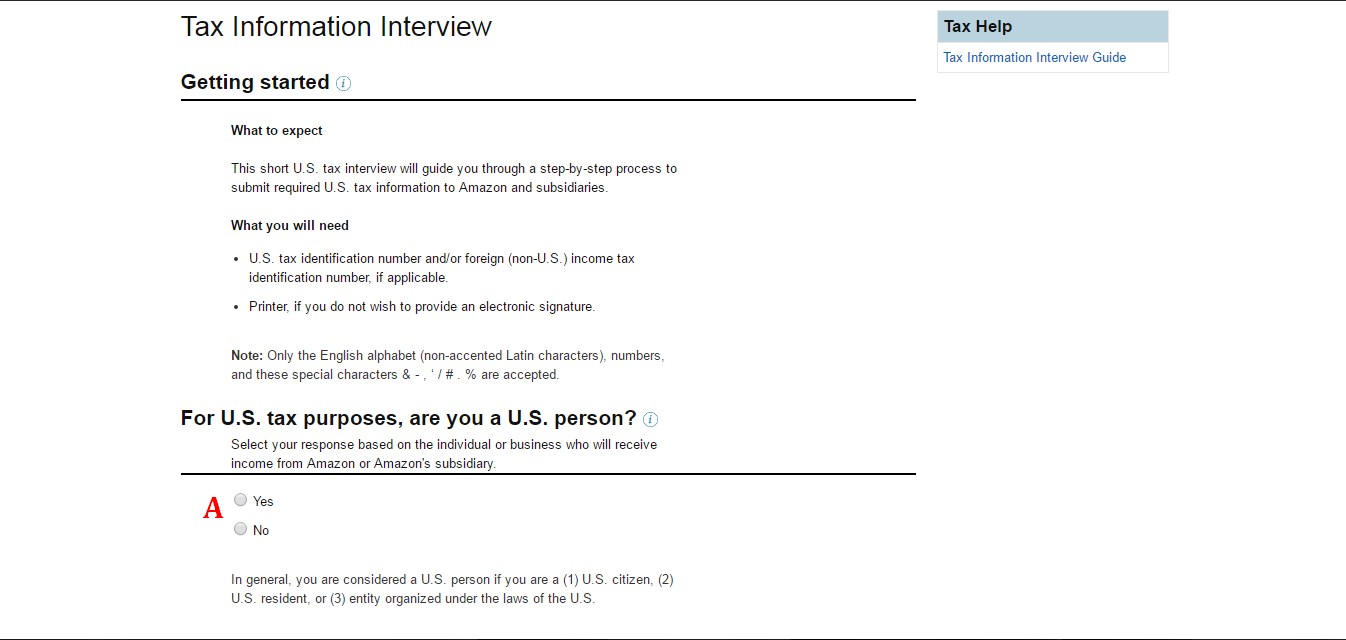 Tax information interview sur CreateSpace page 1