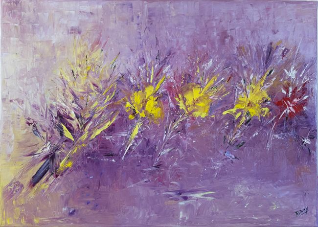 Fleurs de printemps-- Type de peinture: Huile-Technique: Couteau-Dimensions (mm): 500 x 700