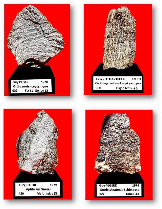 Orthogneiss leptynite-Aplite sur gneiss et Gneiss anatexie schisteuse - Inventaire et photos : Guy PEGERE
