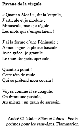 " Pavane de la virgule " d'Andrée Chedid (1920- ) - KEL-LIRE