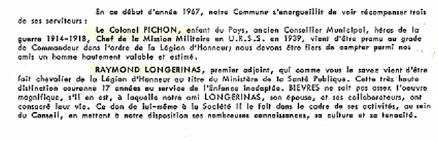REMISE DE DECORATION MARS 1967