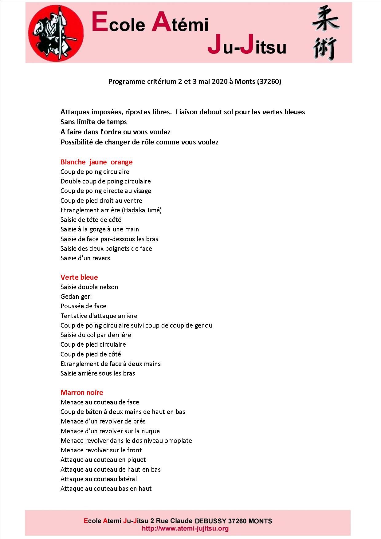 programme critérium Monts