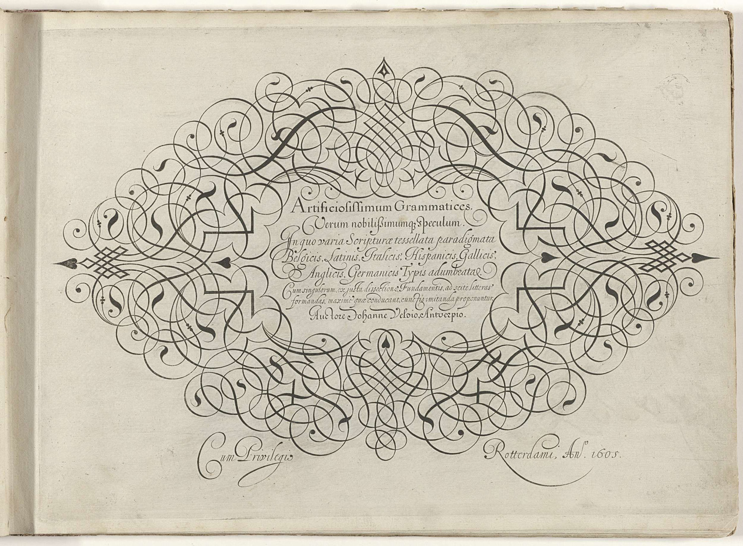 Jan Van den Velde, page de son livre ''Spieghel Der Schrijfkonste...'' de 1605