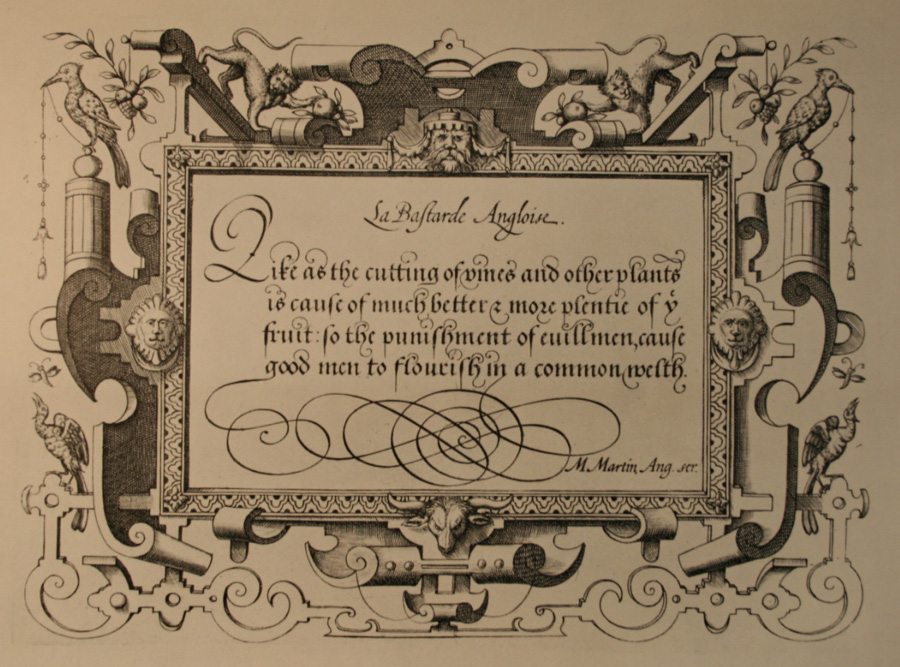 La Bastarde angloise de M.Martin dans le livre ''Theatrum Artis Scribendi'' de J.Hondius