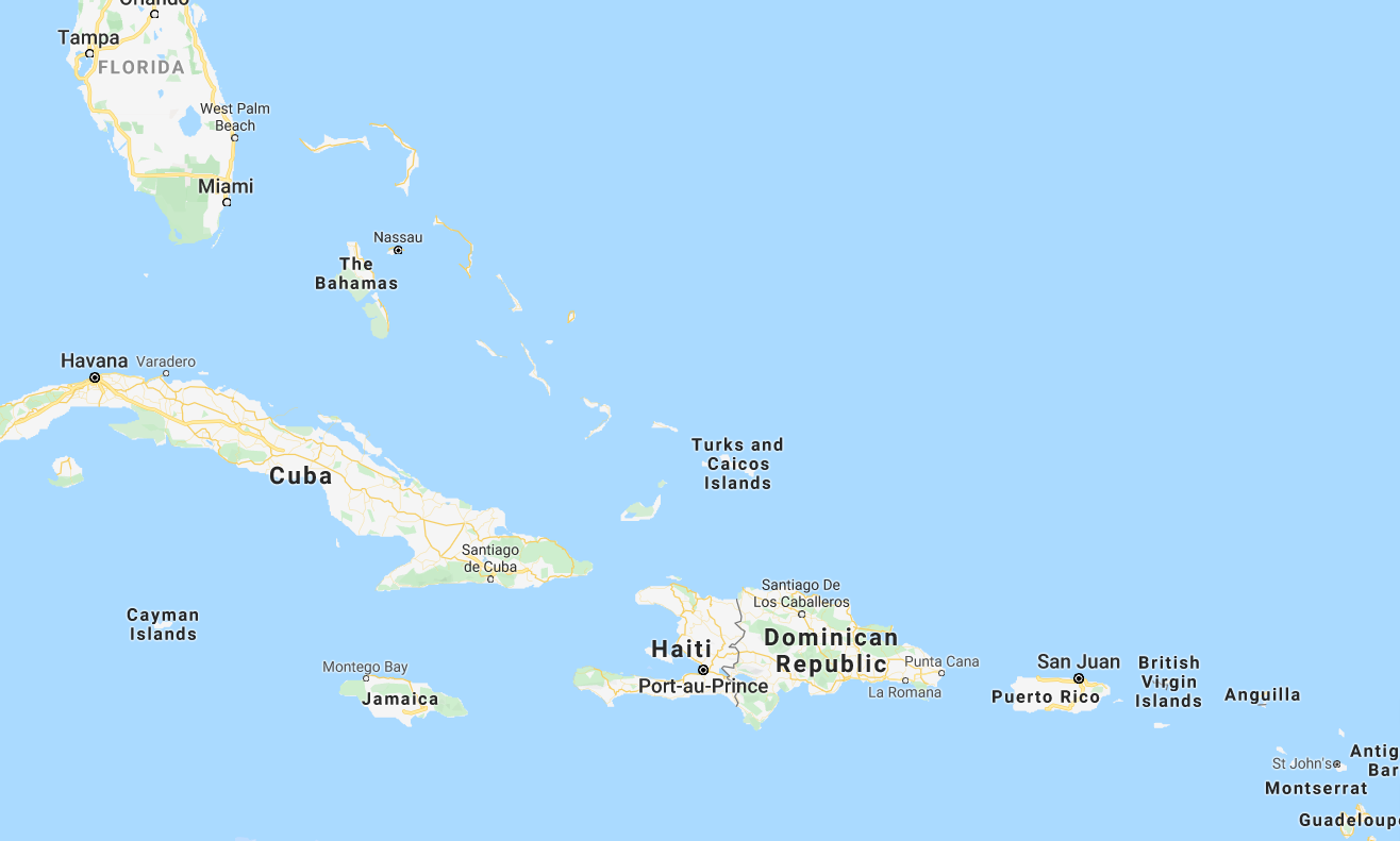 Puerto Rico, située entre République Dominicaine et les Iles Vierges