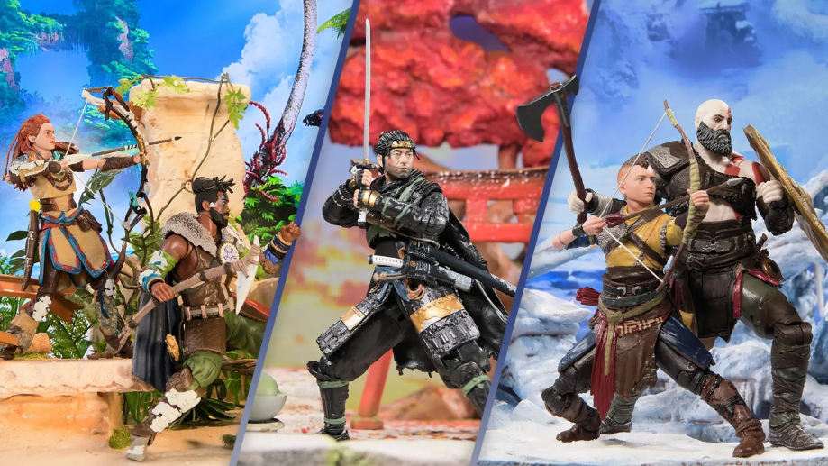 Figurines PlayStation Studios | “The Shapes Collection” - Kratos de God of War Ragnarök, Aloy d’Horizon Forbidden West et Jin Sakai de Ghost of Tsushima