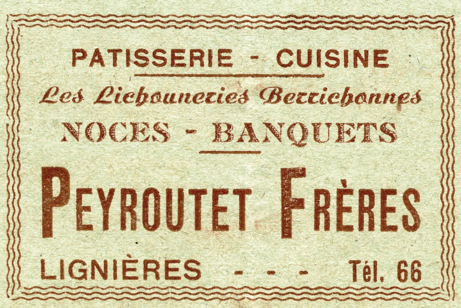 Une autre pâtisserie offrait une vitrine, rue du Grand-Faubourg dans un immeuble aujourd'hui disparu. 
Ce commerce fut créé après guerre, en 1946, par les frères Bernard et Jean-Marie PEYROUTET d'Issoudun. 
