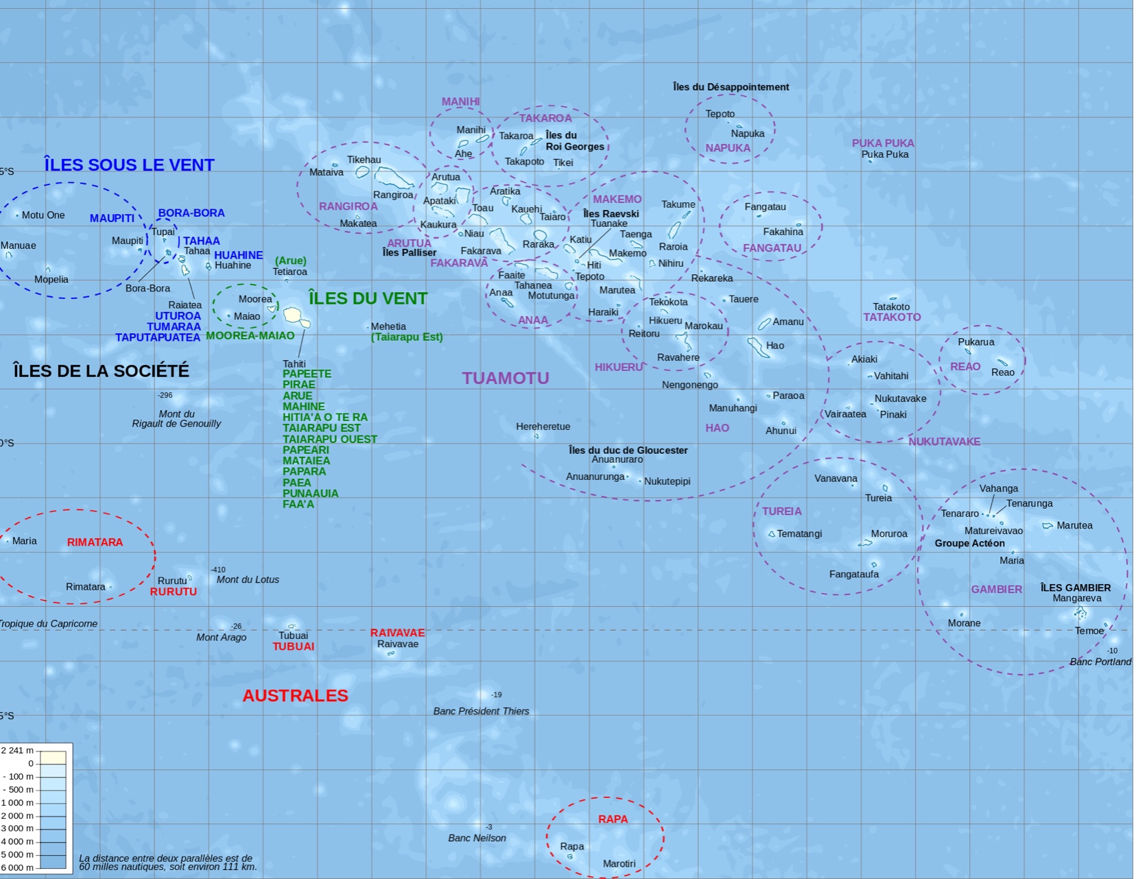 La Polynésie française comprend 5 archipels:
- Les îles de la Société
- Les Gambier
- Les Tuamotu
- Les Australes
- Les Marquises

