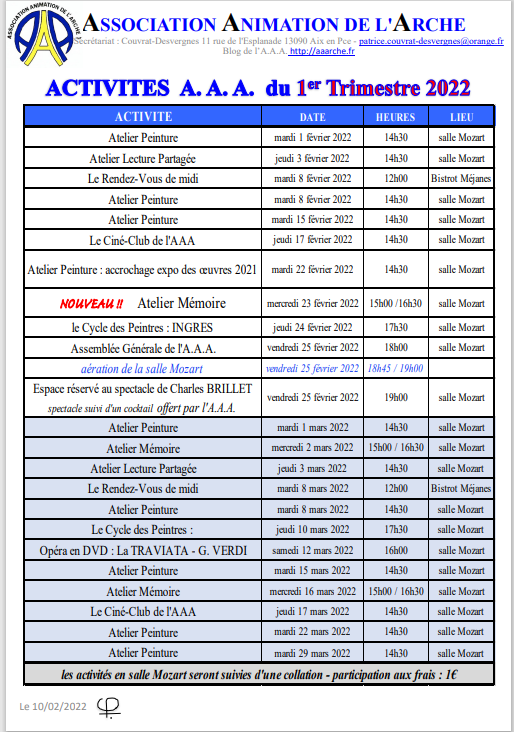 programme février mars 2022