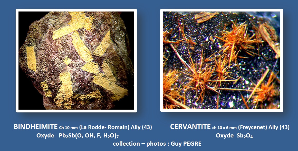 Bindheimite et Cervantite - Inventaire et photos : Guy PEGERE