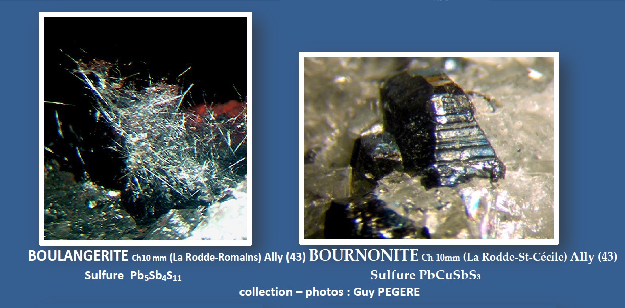 Boulangérite et Bournonite - Inventaire et photos : Guy PEGERE