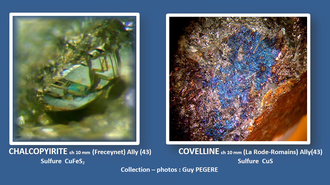 Chalcopyrite et Covelline - Inventaire et photos : Guy PEGERE