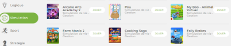 La section Simulation de Mobijeux