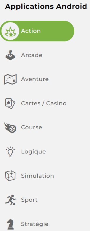 l’onglet « Applications Android »