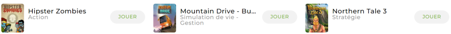 Liste contenant 3 jeux Android