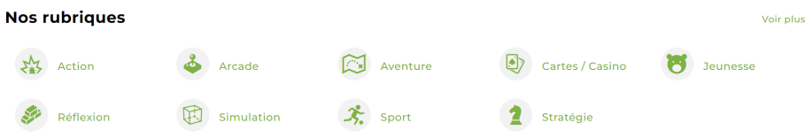 Liste des rubriques de Mobijeux