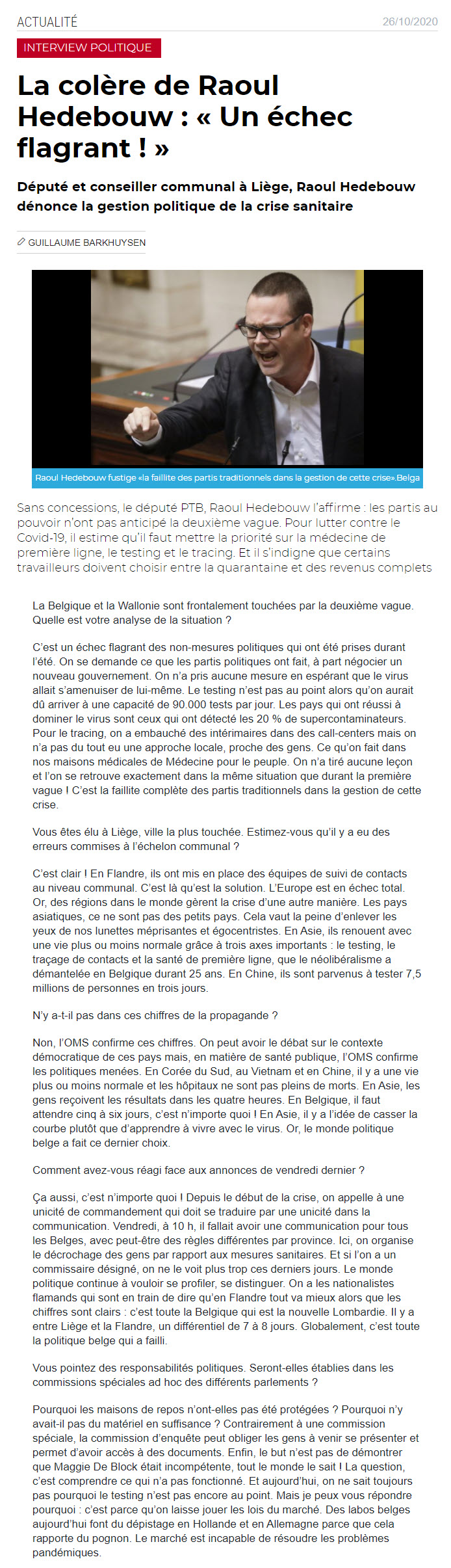 Un résumé de ce qui ne fonctionne pas - 26 oct