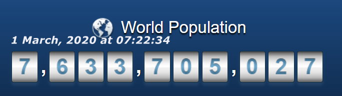 World pop at 07h22h33m 1 March