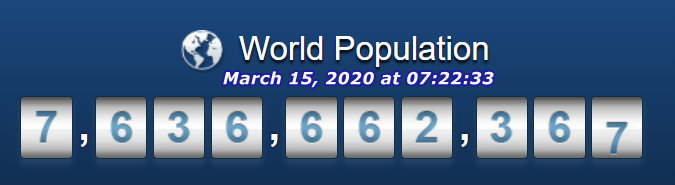 World Population - March 15, 2020 at 07h22m33s