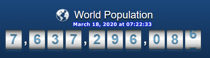 World Population March 18, 2020 at 07h22m33s
