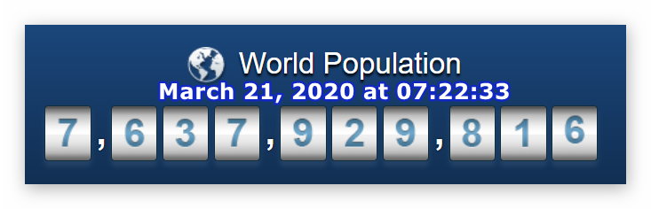 World Population - March 21, 2020 at 07h22m33s