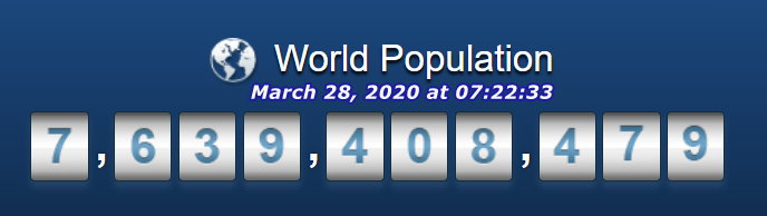 World Population - March 28, 2020 at 7h22m33s