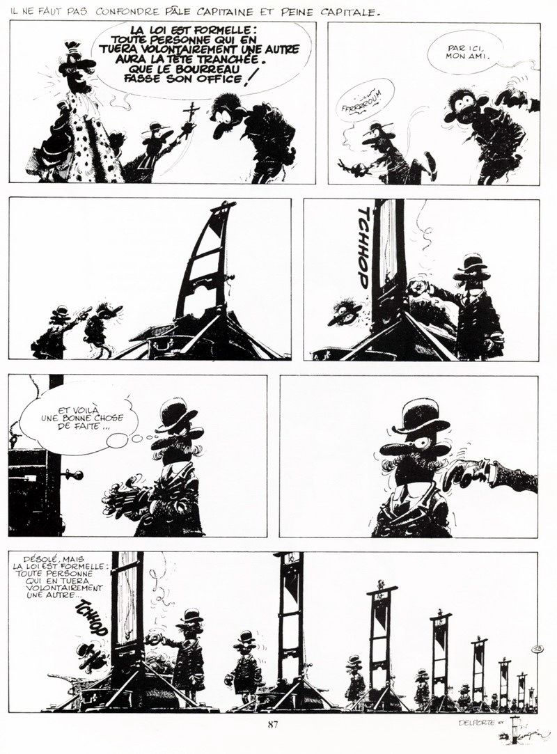 caricature 1977 - Franquin contre peine de mort