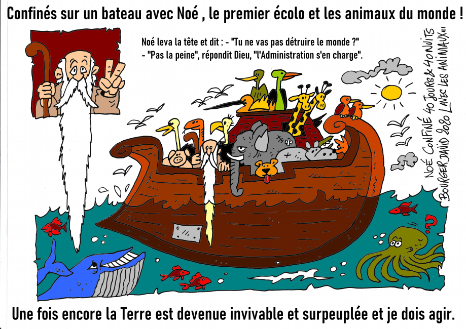 Confinés sur un bateau avec Noé le premier écolo et les animaux du monde - Copie