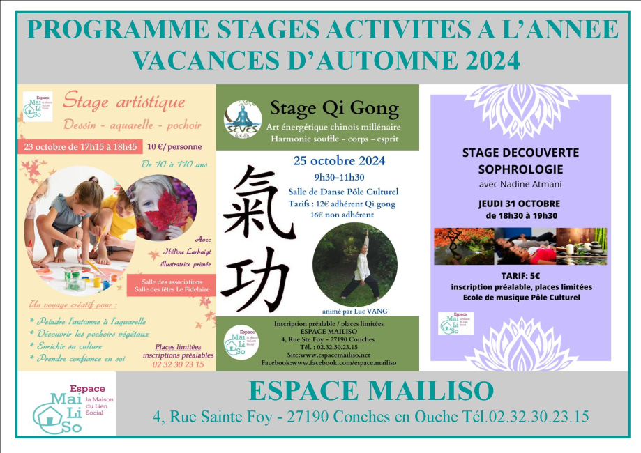 STAGES ACTIVITES A L\\\'ANNEE VACANCES AUTOMNE 2024