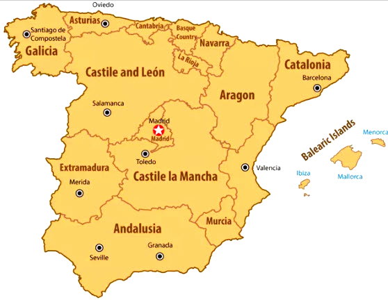 Map of Spain\\\'s regions