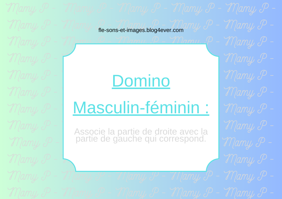 Domino Masculin-féminin Dos