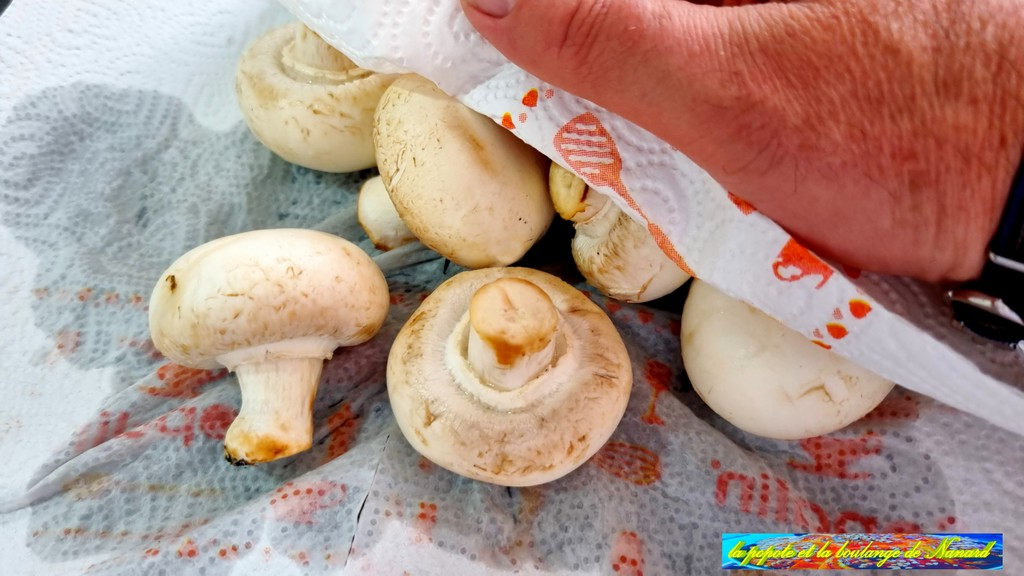 Laver puis essuyer les champignons