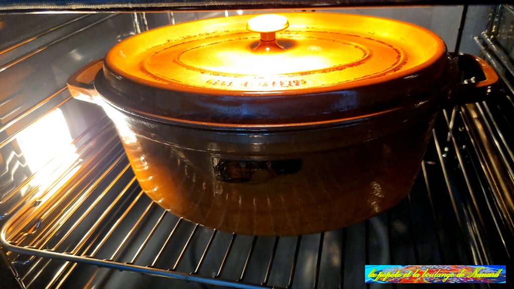 Mettre la cocotte au four à 180°C pendant 15 minutes